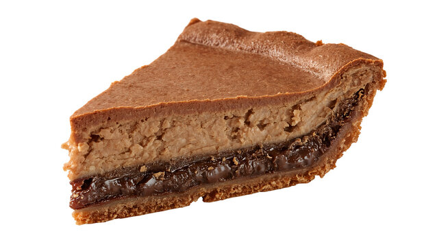 Slice of traditional mississippi mud pie with fudgy chocolate layers and rich crust on the transparent background
