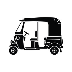 CNG auto rickshaw silhouette three wheeled vehicle icon