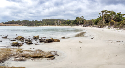Beach close to painted hills in Maria island, Tasmania