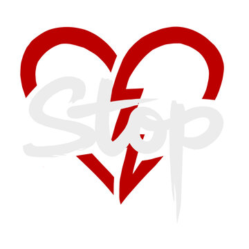 Silueta coraz&oacute;n roto (texto).