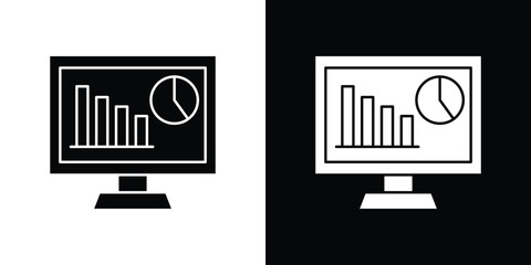 Analytics Monitor icons. Glyph Symbol. Isolated Vector Illustration pack