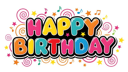 Colorful happy birthday greeting with festive decorations