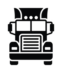 Semi Truck Front View Vector Silhouette