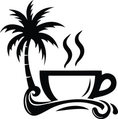 Vector Coffee palm tree logo design