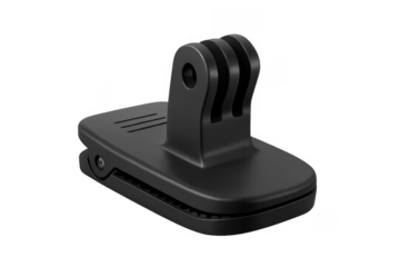 Action camera clip mount accessory on transparent background