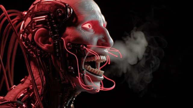 Close-Up of a Cybernetic Human Portrait, Blending Futuristic Technology and Human Emotion with Sci-Fi Aesthetics, Advanced Augmentation Details and Dramatic Lighting in a Vision of Pseudo Human