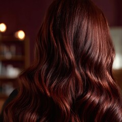 Naklejka premium Woman's stunning long, wavy, rich auburn hair