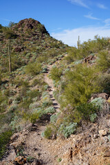 Steep Boulder Canyon Trail in Arizona - Supersition Wilderness in Tonto National Forest