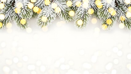 Frosty pine garland with golden lights