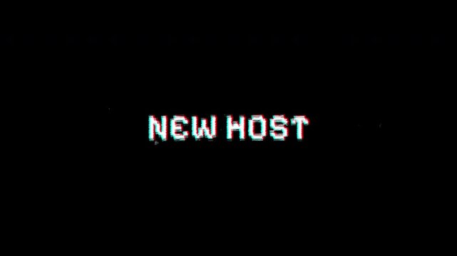 New host glitch pixelated digital retro streaming suitable for gaming content, tech-themed videos, retro aesthetic projects, or broadcast intros.