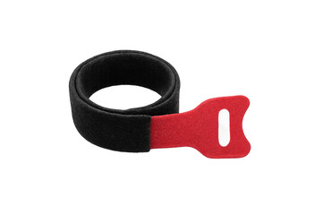 Black and red reusable hook and loop cable tie