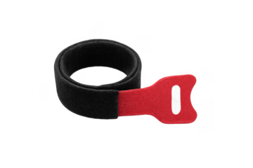 Black and red reusable hook and loop cable tie