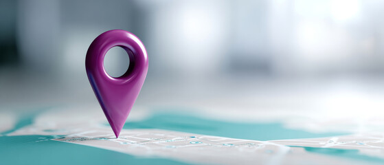 A purple pin on a map highlights the location of an important destination or event, with a blurred background to emphasize its significance.