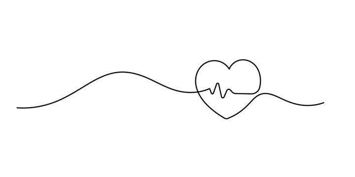Healthy medicine icon in simple linear doodle style pro vector illustration. Heart Rate Single Line Icon, Heartbeat Continuous Line Art Illustration, Continuous one line heart pulse symbol drawing.