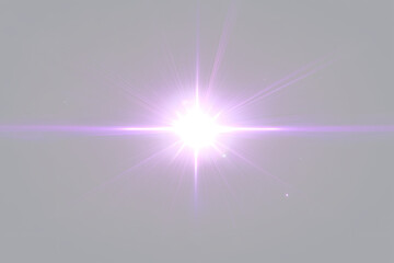 Purple cross lens flare with vertical and horizontal light streaks and sharp optical starburst.