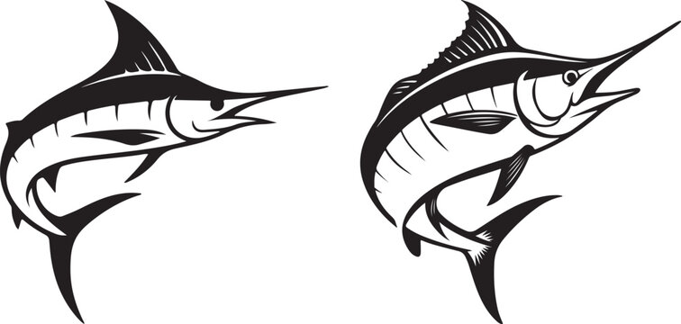 Marlin fish logo symbol, Vector Art, Icons, and Graphics for designers