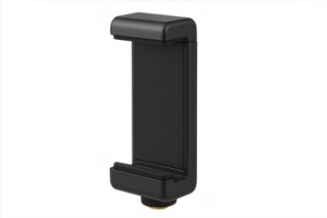 Black plastic smartphone holder with tripod mount for mobile photography