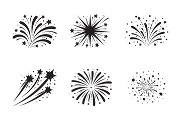 Obraz premium Festive fireworks design set with star accents in black and white