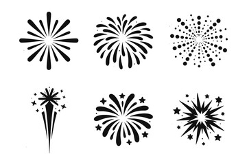 Obraz premium Black and white fireworks burst collection with various patterns and styles