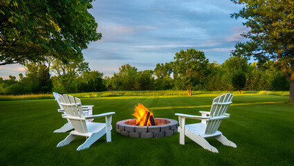 Relaxing outdoor fire pit setting