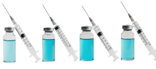 Medical Syringe and Vaccine Vial Isolated on White Background set