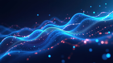 Technology background flowing energy line digital wave abstract blue light particle futuristic motion background technology background flowing energy line form dynamic landscape fantasy