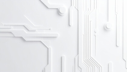 White background circuit minimal technology abstract geometric clean wall digital pattern modern texture futuristic line high tech smooth surface light shadow minimal technology white background
