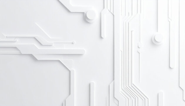 White background circuit minimal technology abstract geometric clean wall digital pattern modern texture futuristic line high tech smooth surface light shadow minimal technology white background