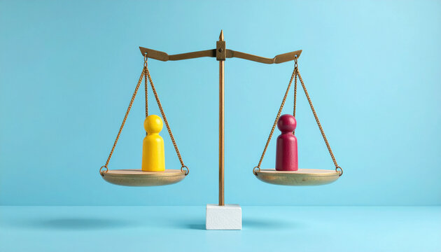 Balance scale equality justice law gender fairness comparison decision concept balance scale equality justice law gender fairness comparison decision concept stand against blue background with