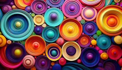 abstract circles of various colors and sizes create a vibrant and artistic background