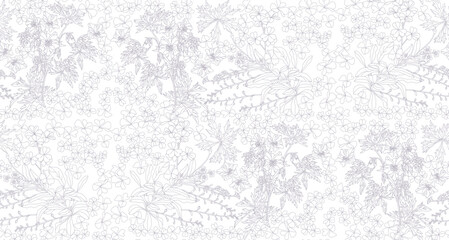 Outline Flower seamless pattern for fabric, wrapping paper and prints