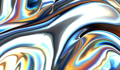 Vibrant iridescent liquid metal surface with swirling colors © ABID