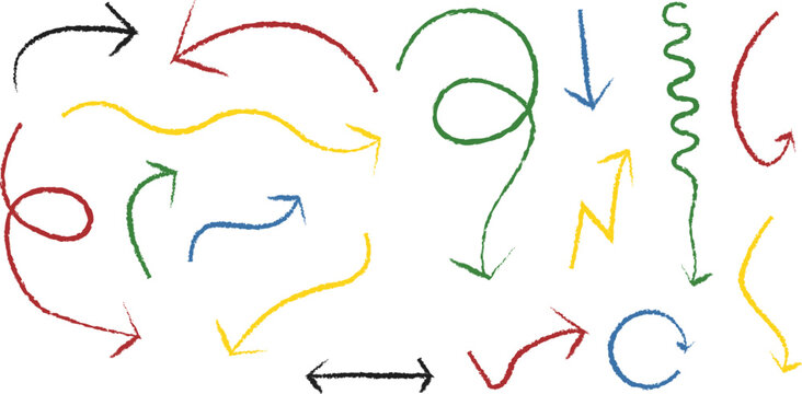 A colorful collection of arrows and squiggles in silhouette