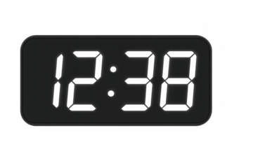 Digital clock displaying twelve thirty eight time