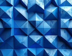 Geometric blue cubes form an abstract pattern