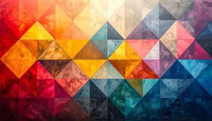 Geometric color-block art featuring triangles of varied hues