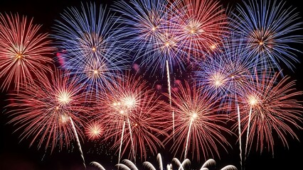 Fototapeta premium Vibrant night sky with fireworks