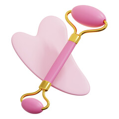 Face Roller Gua Sha 3D Icon Illustration