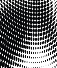 Modern vector halftone background with twisted wave pattern and dotted pop art texture.