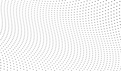 Twisted abstract halftone background with dotted waves in modern vector pop art style.
