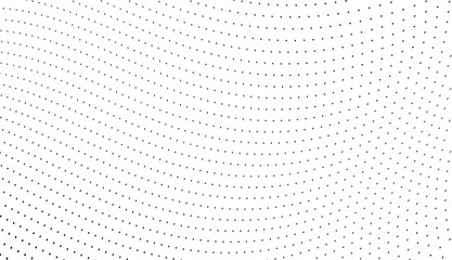 Twisted wave halftone dotted background in futuristic pop art style for digital use.