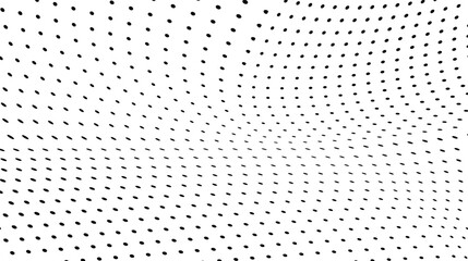 Modern vector halftone dotted background with twisted wave and futuristic pop art design.