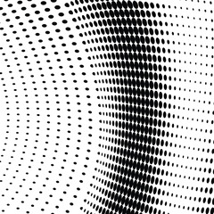 Abstract dotted wave halftone background with modern optical pop art texture for projects.