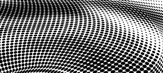 Futuristic halftone dotted texture with abstract wave pattern, perfect for modern design.