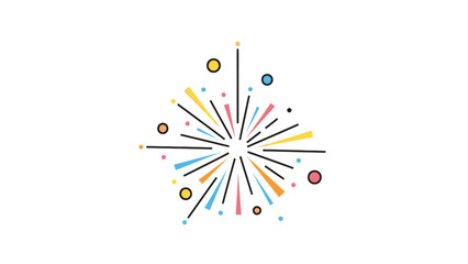 Minimalist Colorful Fireworks Explosion Icon on Isolated White Background, Abstract Celebration Burst © Clairo