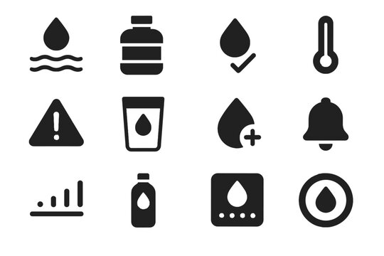 Sip hydration minimalism invisible structural spacing icon set flat vector no