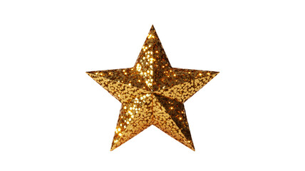 Obraz premium Glittering Gold Star in Luxurious Sparkle with Bright Shining Light on Isolated White Background for Celebration Decoration