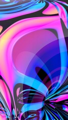 Abstract 3d render, iridescent background design, vertical orientation, colorful illustration