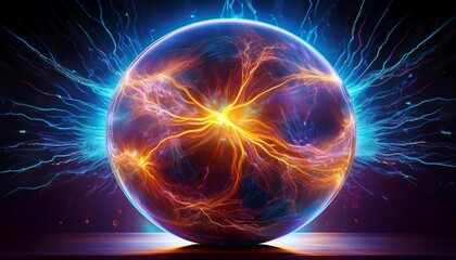 a stunning visual of a plasma globe showcasing electric arcs this image features vibrant colors and intricate patterns perfect for science concepts and educational materials ai
