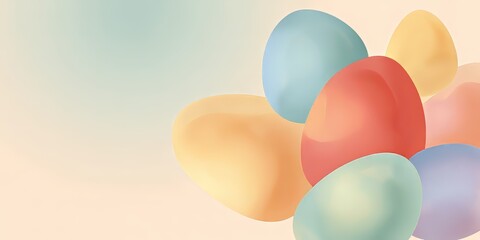 Colorful abstract background with soft pastel eggs. Gentle spring holiday pattern for Easter celebration. Design for greeting card and banner.